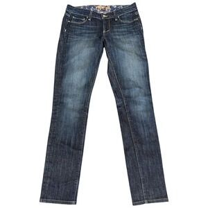 Paige Jeans Women's 27 Straight Low-Rise Dark Wash Stretch Denim Skyline‎ 28x29